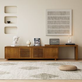 63 Mid-Century Modern Extendable TV Stand For TVs Up To 75, Media Console TV Cabinet For Living Room, Farmhouse Entertainment Cabinet With Storag (Option: Brown Ebony)