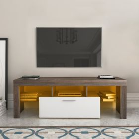 20 Minutes Quick Assembly Brown Simple Modern TV  Stand With The Toughened Glass Shelf Floor Cabinet Floor TV Wall Cabinet Brown  WhiteTV Bracket (Option: Brown White)