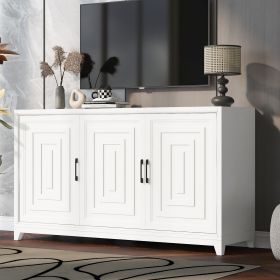 VIBE HAUS TV Stand For TVs Up To 65 Inches, Modern Entertainment Center Media Console Cabinet With 2 Spacious Storage Space, Solid Wood Legs For (Option: White)