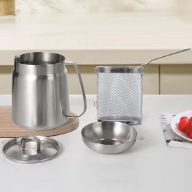 Thickened 304 Stainless Steel Food-grade Oil Dispenser, 3.5-liter Large Capacity, With Filter And Frying Basket (Option: silver)
